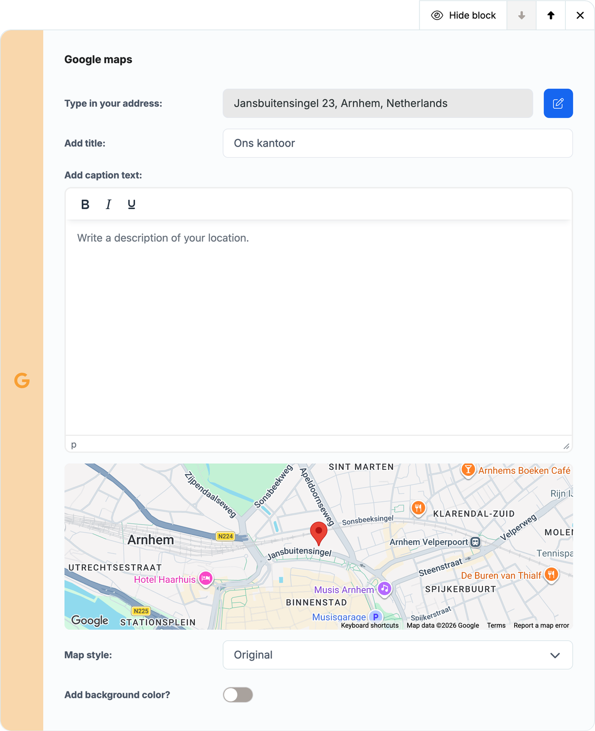 Easy integrations like Google Maps