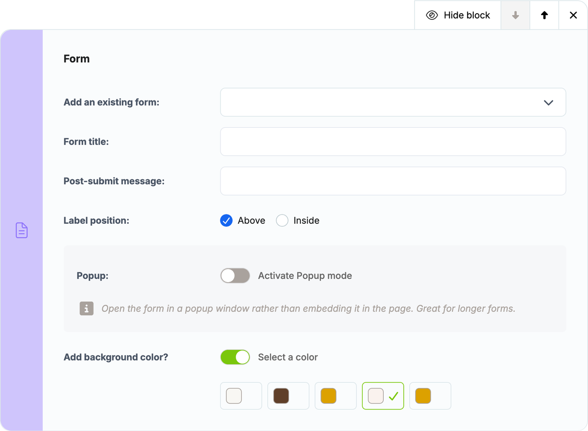 Create forms for your website visitors