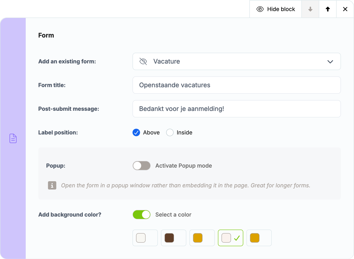 Create forms for your website visitors