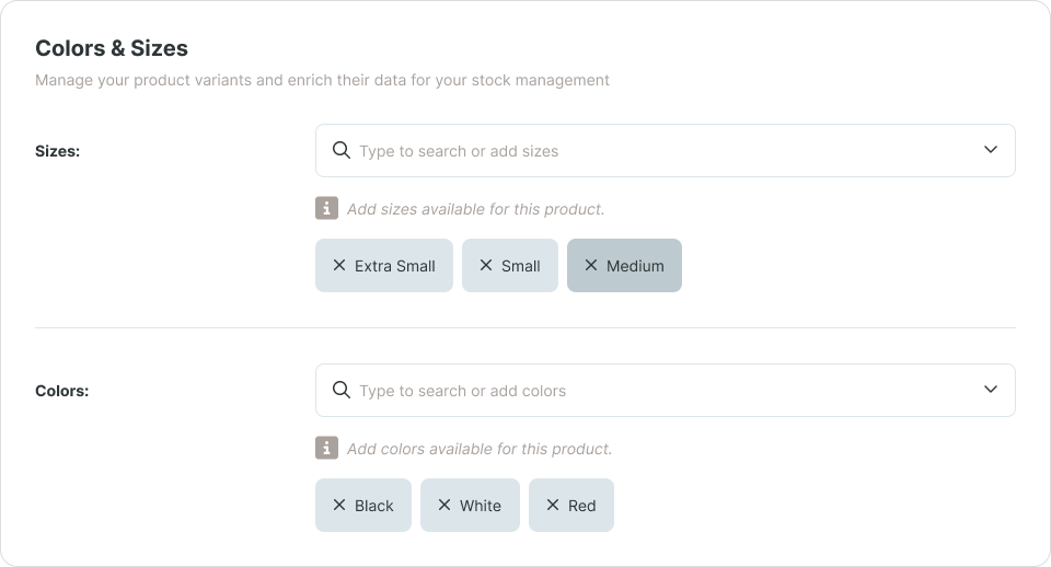 Offer products in multiple variants